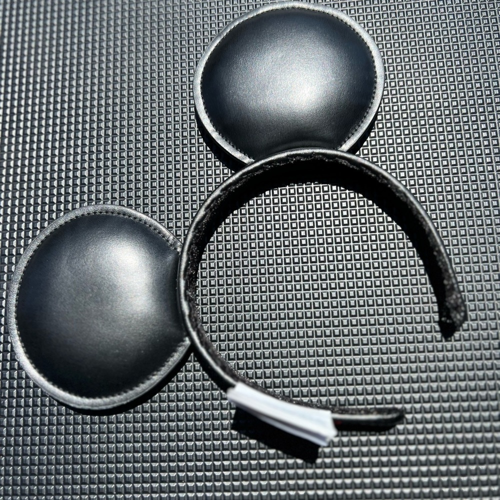 Authentic Disney Park Mickey Mouse Solid Black Faux Leather Ear Headband